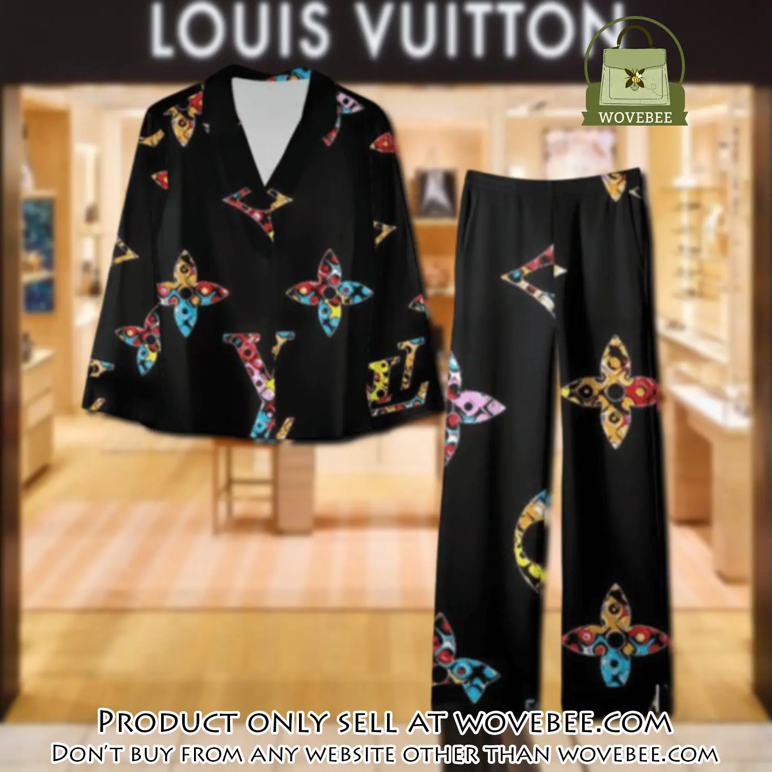 Trending luxury lv satin pajama set pjs1074 wvb1343653